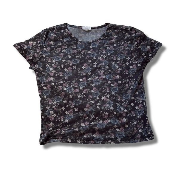 Garage Tops - Garage Floral Mesh Top – Size Medium | Y2K Clubwear | Sheer Layering Essential |
